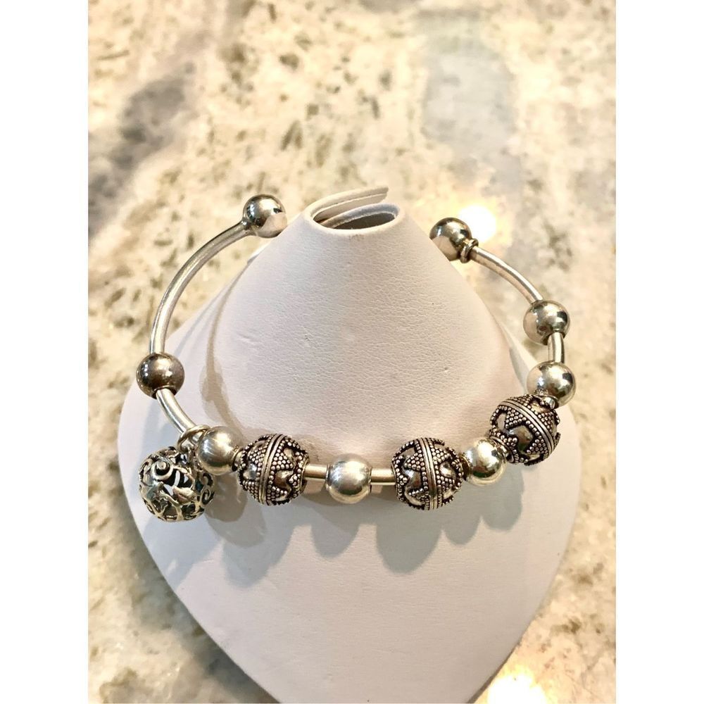 Sterling Silver Cuff Bracelet Bali Beads #valentine #classic #bali beads